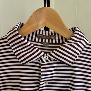 Peter Millar Summer Comfort Maroon Stripe Golf Polo Shirt Men L Saint Ignatius